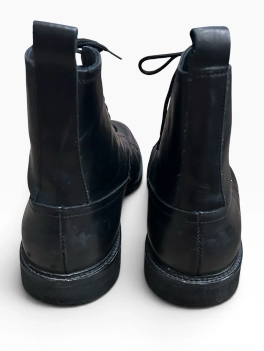 Marechiaro 1962 Men's Black Italian Leather Lace-Up Combat Boots -Size 12